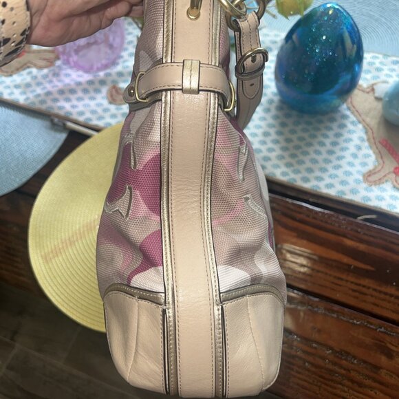 Coach Colette Pink Tan Signature Beige Leather Hobo Bag #16441 - Picture 4 of 13